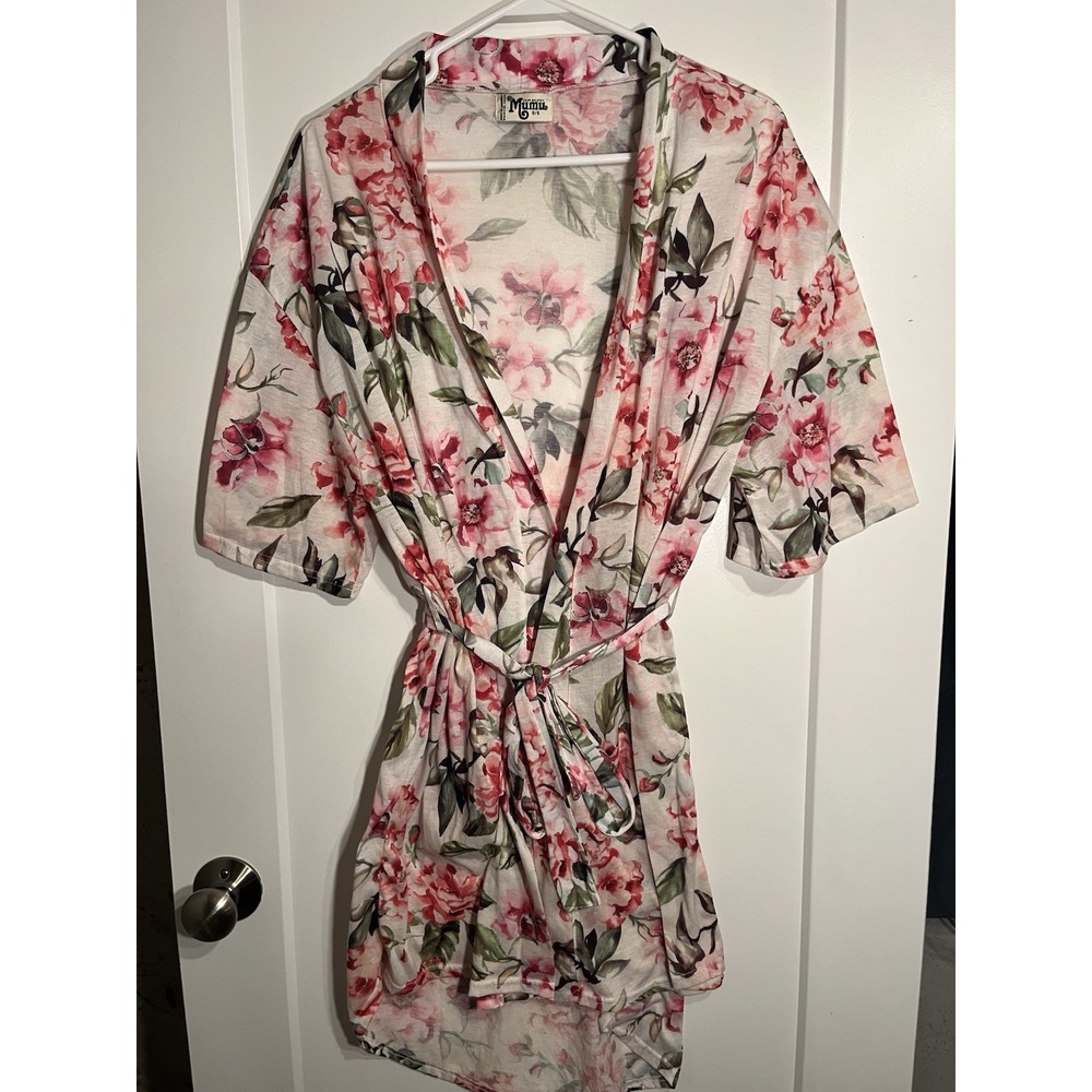 Show Me Your Mumu Floral Robe Womens O/S One Size Pink Rose Bridal Dressing Gown